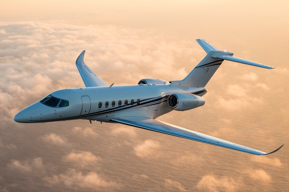 Cessna Citation Latitude Exterior Cessna Citation Latitude flying above coastal waters